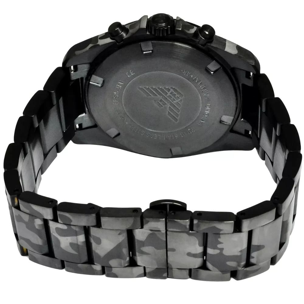 Emporio Armani Sigma AR11027 44mm Men's Chronograph Watch – Black Textured & Black Stainless Steel Bracelet