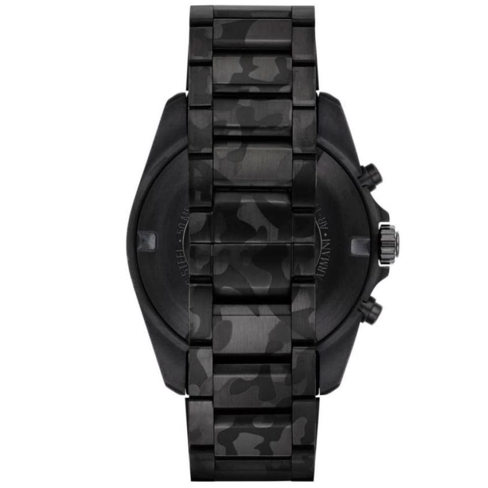 Emporio Armani Sigma AR11027 44mm Men's Chronograph Watch – Black Textured & Black Stainless Steel Bracelet