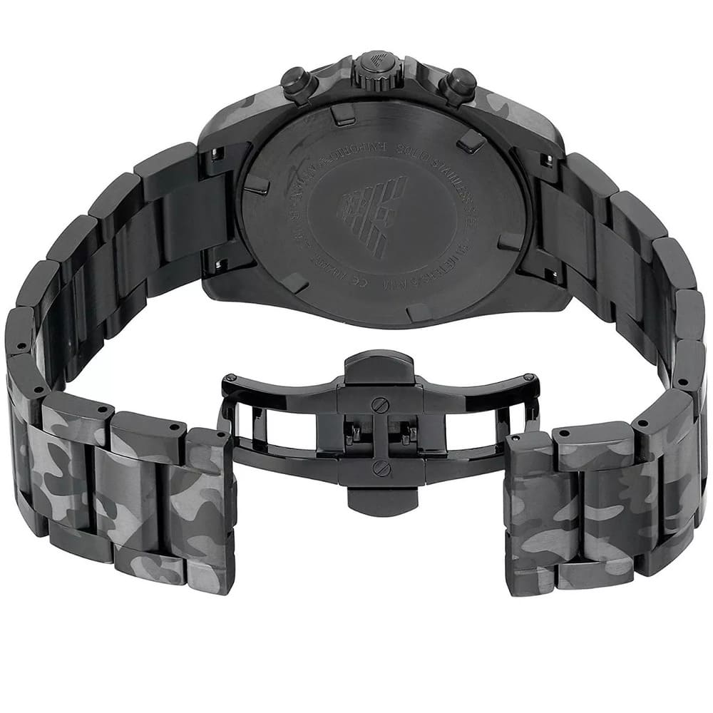 Emporio Armani Sigma AR11027 44mm Men's Chronograph Watch – Black Textured & Black Stainless Steel Bracelet