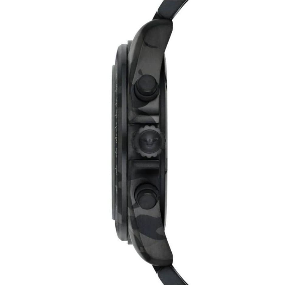 Emporio Armani Sigma AR11027 44mm Men's Chronograph Watch – Black Textured & Black Stainless Steel Bracelet