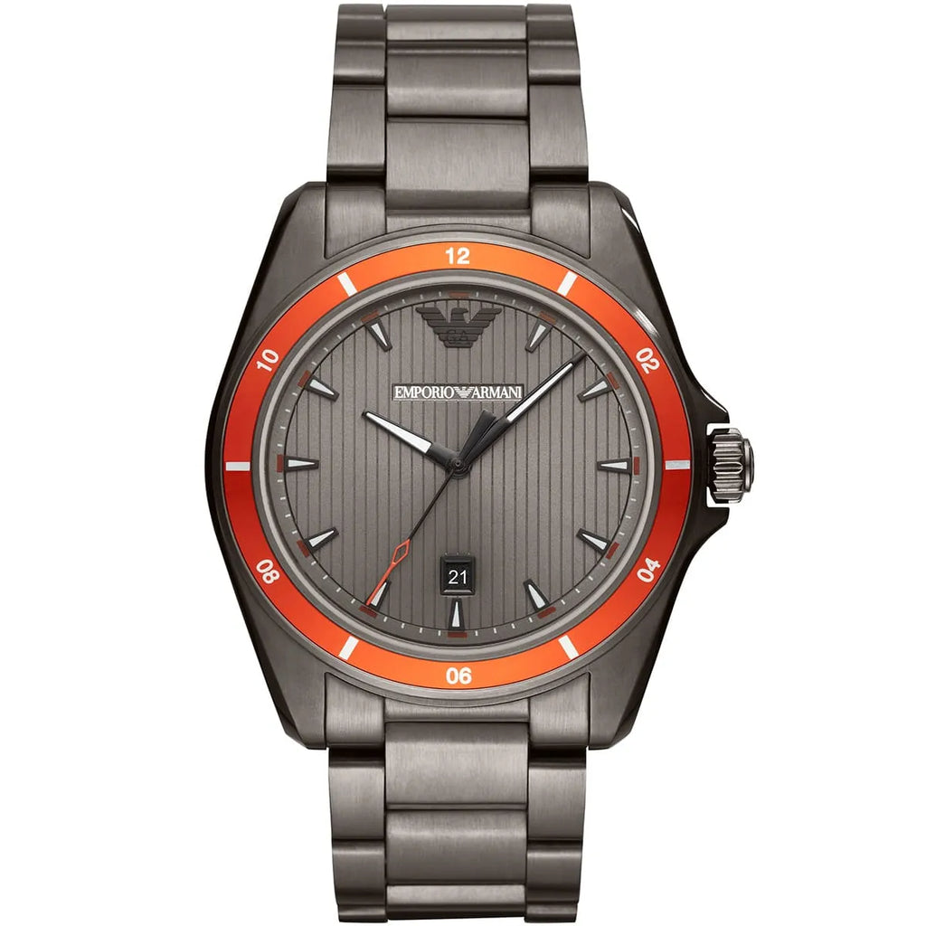 Emporio Armani Sigma AR11178 44mm Men's Quartz Watch – Grey & Gunmetal Stainless Steel Bracelet