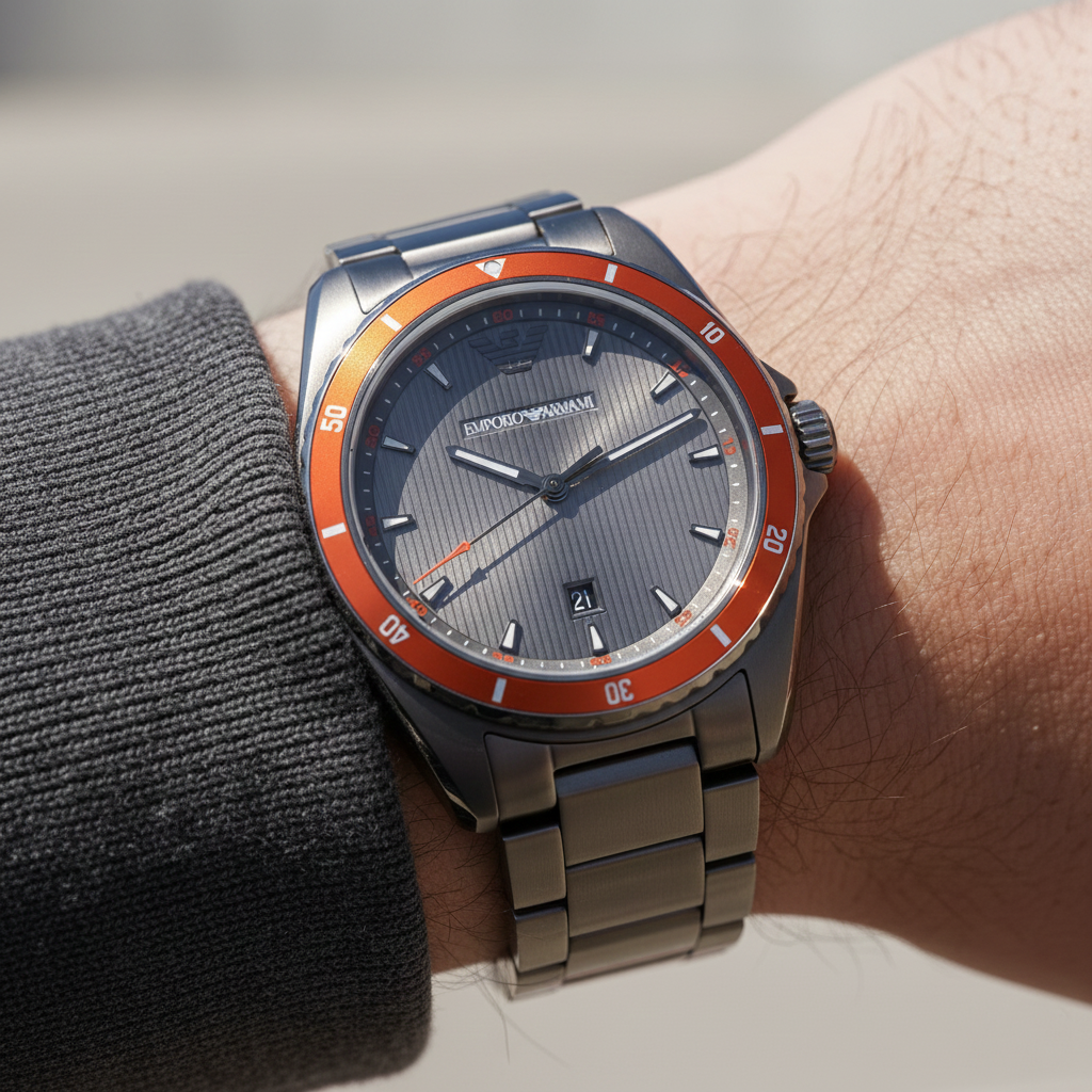 Emporio Armani Sigma AR11178 44mm Men's Quartz Watch – Grey & Gunmetal Stainless Steel Bracelet