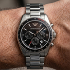 Emporio Armani Sigma AR6098 44mm Men's Chronograph Watch – Black & Black Stainless Steel Bracelet