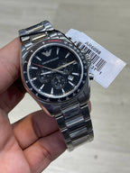 Emporio Armani Sigma AR6098 44mm Men's Chronograph Watch – Black & Black Stainless Steel Bracelet