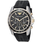 Emporio Armani Sigma AR80003 44mm Men's Chronograph Watch – Black Textured & Black Rubber Strap