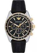 Emporio Armani Sigma AR80003 44mm Men's Chronograph Watch – Black Textured & Black Rubber Strap