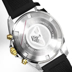 Emporio Armani Sigma AR80003 44mm Men's Chronograph Watch – Black Textured & Black Rubber Strap