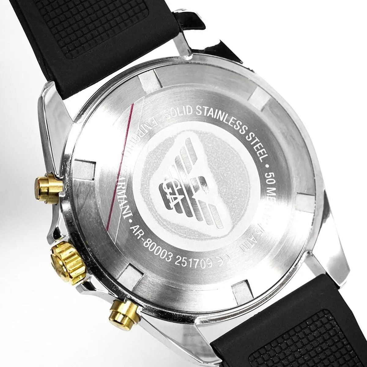 Emporio Armani Sigma AR80003 44mm Men's Chronograph Watch – Black Textured & Black Rubber Strap