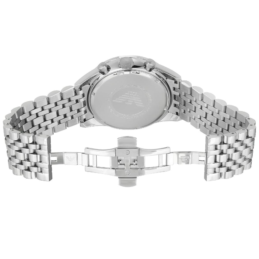 Emporio Armani Sportivo AR5988 46mm Men's Chronograph Watch – Black & Silver Stainless Steel Bracelet