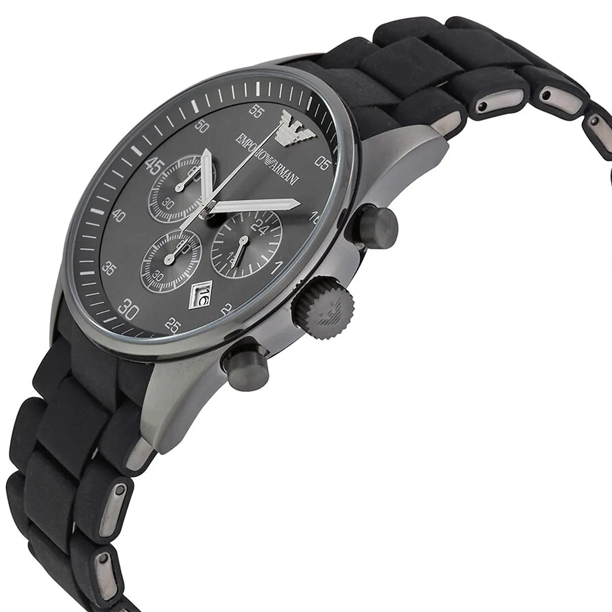 Emporio Armani Tazio AR5889 43mm Men's Chronograph Watch – Grey & Gunmetal Genuine Leather Strap