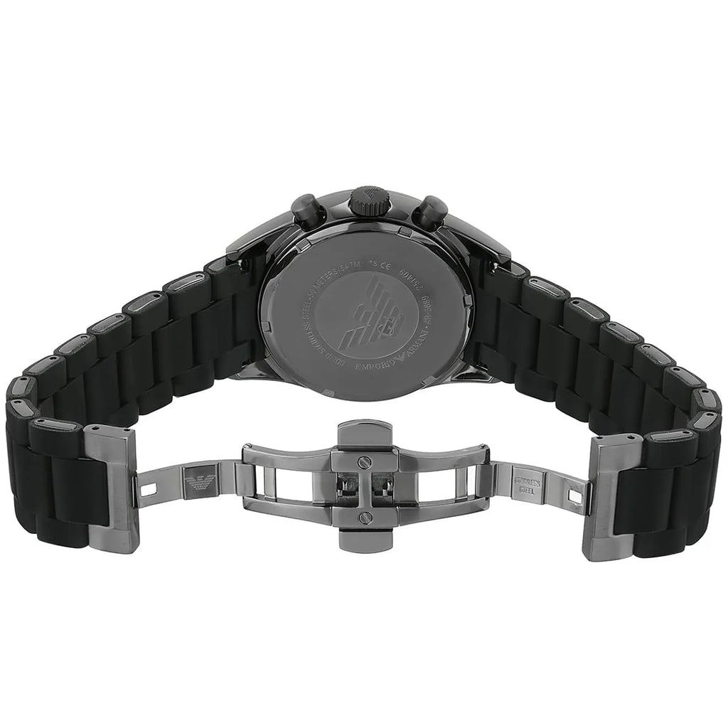 Emporio Armani Tazio AR5889 43mm Men's Chronograph Watch – Grey & Gunmetal Genuine Leather Strap