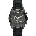 Emporio Armani Tazio AR5889 43mm Men's Chronograph Watch – Grey & Gunmetal Genuine Leather Strap