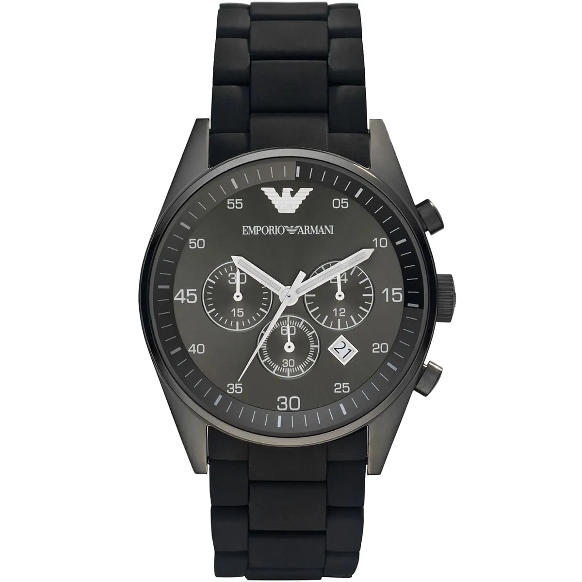 Emporio Armani Tazio AR5889 43mm Men's Chronograph Watch – Grey & Gunmetal Genuine Leather Strap