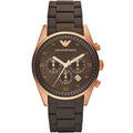 Emporio Armani Tazio AR5890 43mm Men's Chronograph Watch – Chocolate Brown & Rose Gold Silicone Strap