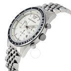Emporio Armani Tazio AR6073 44mm Men's Chronograph Watch – White Sunray & Black Stainless Steel Bracelet