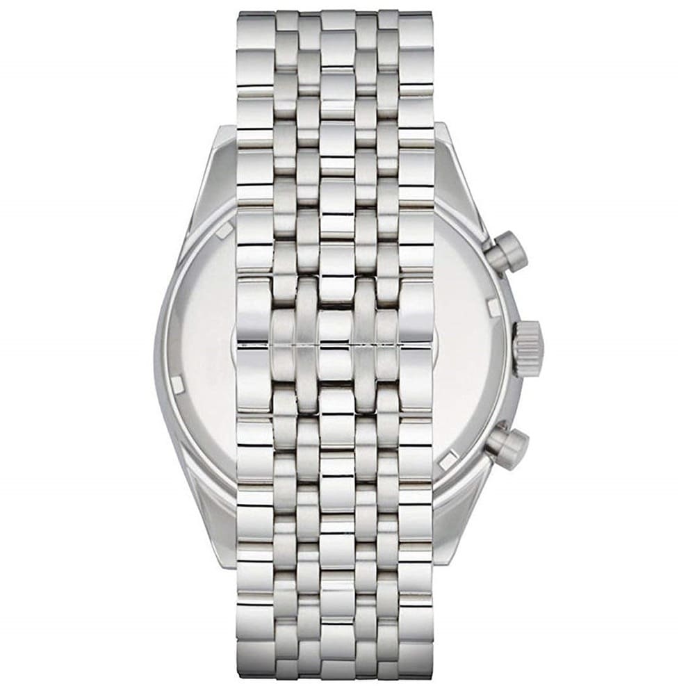 Emporio Armani Tazio AR6073 44mm Men's Chronograph Watch – White Sunray & Black Stainless Steel Bracelet