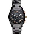 Emporio Armani Valente AR1410 43mm Men's Chronograph Watch – Black & Black Ceramic Bracelet