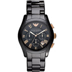 Emporio Armani Valente AR1410 43mm Men's Chronograph Watch – Black & Black Ceramic Bracelet