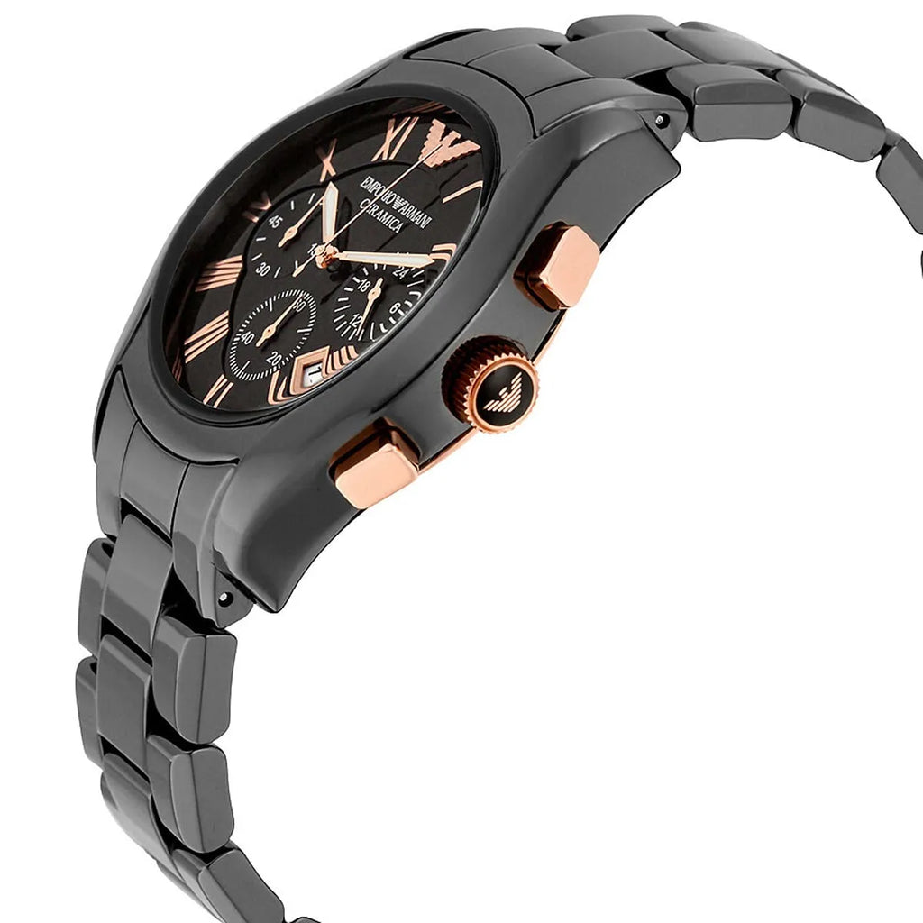 Emporio Armani Valente AR1410 43mm Men's Chronograph Watch – Black & Black Ceramic Bracelet