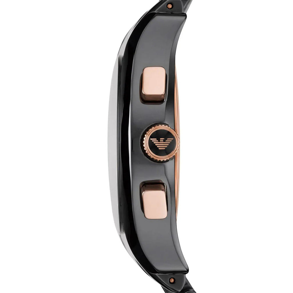 Emporio Armani Valente AR1410 43mm Men's Chronograph Watch – Black & Black Ceramic Bracelet