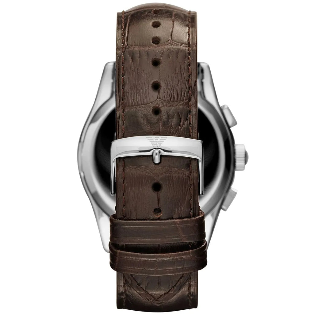 Emporio Armani Valente AR1634 43mm Men's Chronograph Watch – Champagne & Brown Genuine Leather Strap