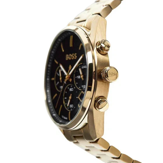 Hugo Boss Champion 1513848 44mm Men’s Chronograph Watch – Black Dial & Gold-tone Bracelet