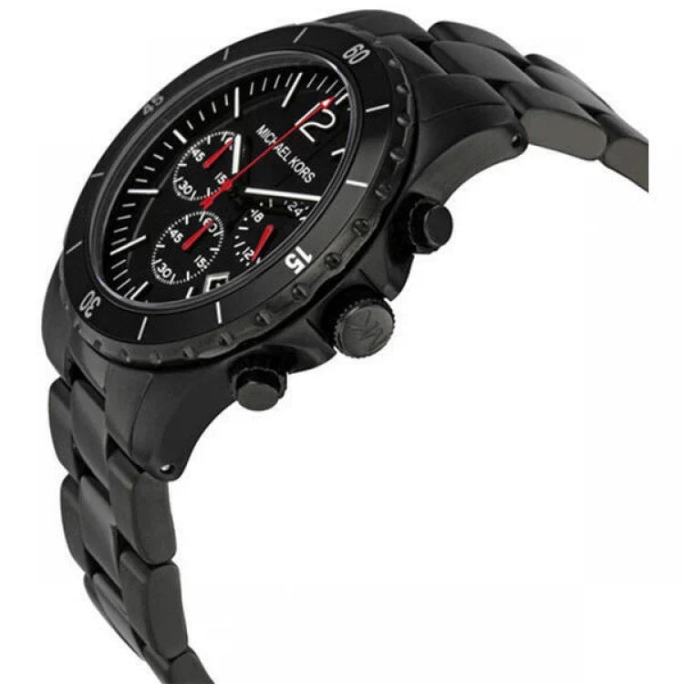 Michael Kors Madison MK8161 45mm Men's Chronograph Watch – Black & Silver-Tone Stainless Steel Bracelet