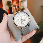 Fossil FS5382 44mm Men’s Quartz Watch – White Dial & Silver-tone Stainless Steel Bracelet
