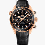 Omega Seamaster Planet Ocean 45.5mm Master Quality Watch – Black Dial, Rose Gold-Tone Case & Black Leather Strap