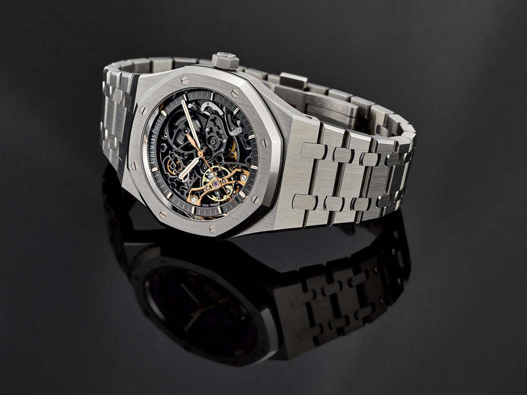Audemars Piguet Royal Oak Double Balance Wheel Openworked 41mm Men's Automatic Watch – Black with Silver Stainless Steel Bracelet