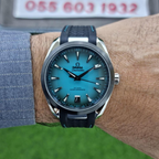 Omega Seamaster Aqua Terra 150M Master Quality Watch – Turquoise Dial & Black Rubber Strap