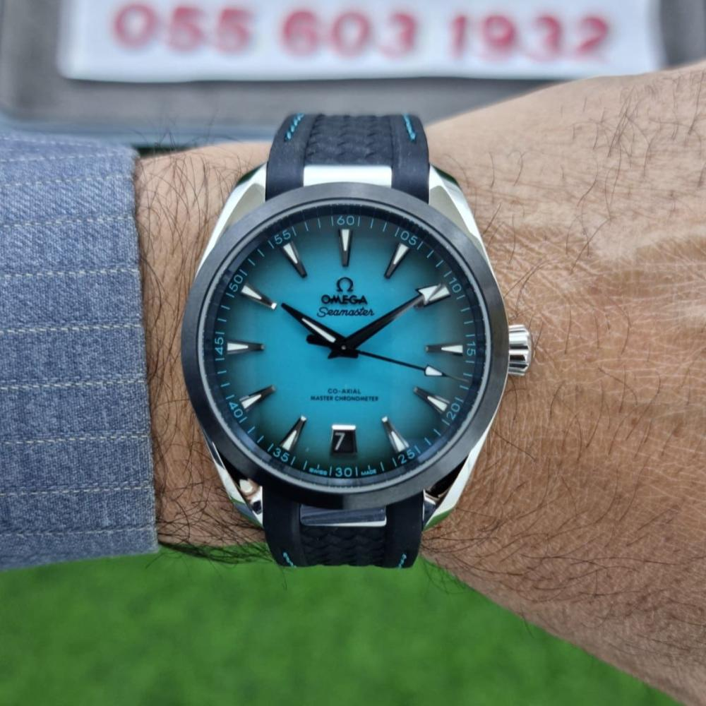 Omega Seamaster Aqua Terra 150M Master Quality Watch – Turquoise Dial & Black Rubber Strap