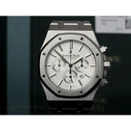 Audemars Piguet Royal Oak Men's Quartz Watch – Black with Silver Stainless Steel Bracelet
