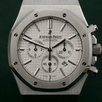 Audemars Piguet Royal Oak Men's Quartz Watch – Black with Silver Stainless Steel Bracelet