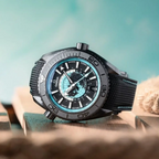 Omega Seamaster Planet Ocean Worldtimer Master Quality Watch – Turquoise Dial & Black Rubber Strap