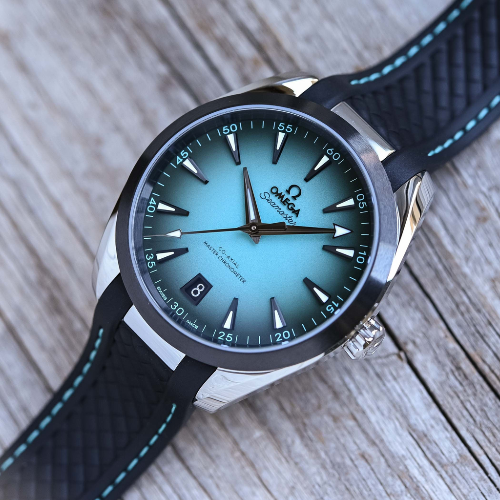 Omega Seamaster Aqua Terra 150M Master Quality Watch – Turquoise Dial & Black Rubber Strap