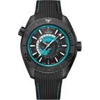 Omega Seamaster Planet Ocean Worldtimer Master Quality Watch – Turquoise Dial & Black Rubber Strap