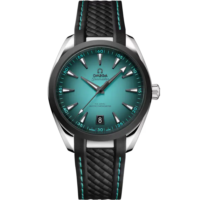 Omega Seamaster Aqua Terra 150M Master Quality Watch – Turquoise Dial & Black Rubber Strap