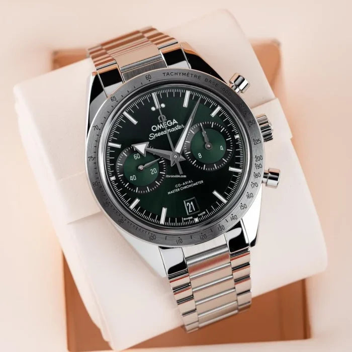 Omega Speedmaster ’57 43mm Master Quality Chronograph – Green Dial & Stainless Steel Bracelet