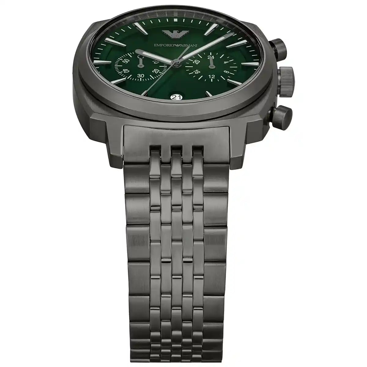 Emporio Armani Carlo AR11689 44mm Men's Chronograph Watch – Gunmetal Sunray & Gunmetal Stainless Steel Bracelet