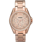 Fossil Riley ES2811 38mm Women’s Watch – Rose Gold-Tone Dial, Stainless Steel Bracelet & Crystal-Set Bezel
