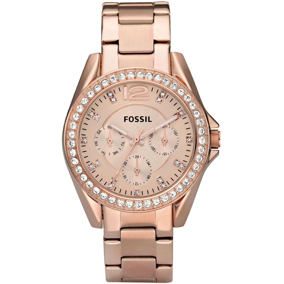 Fossil Riley ES2811 38mm Women’s Watch – Rose Gold-Tone Dial, Stainless Steel Bracelet & Crystal-Set Bezel