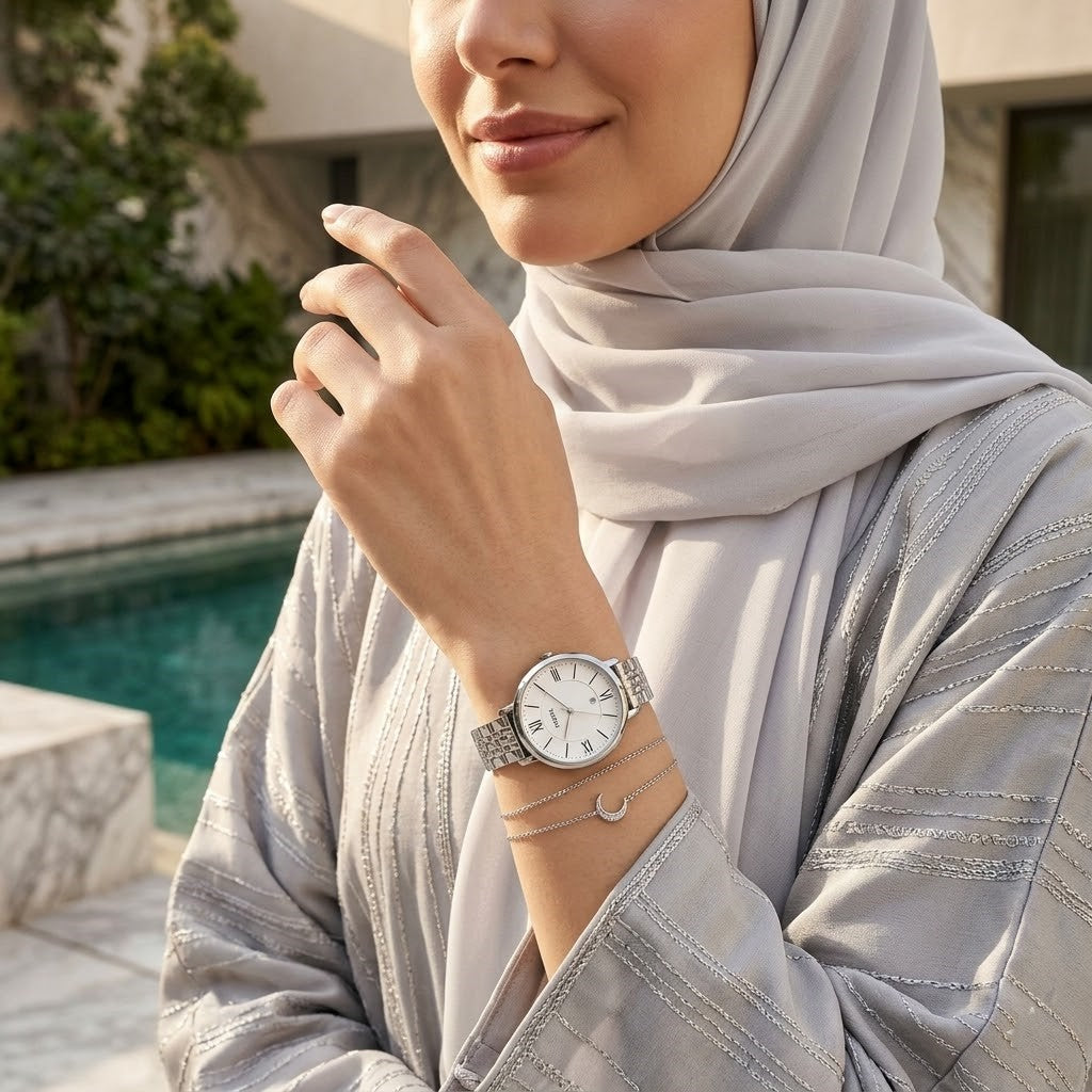 Fossil Jacqueline ES3433 36mm Women’s Watch – White Dial, Silver-Tone Stainless Steel Bracelet & Date Display