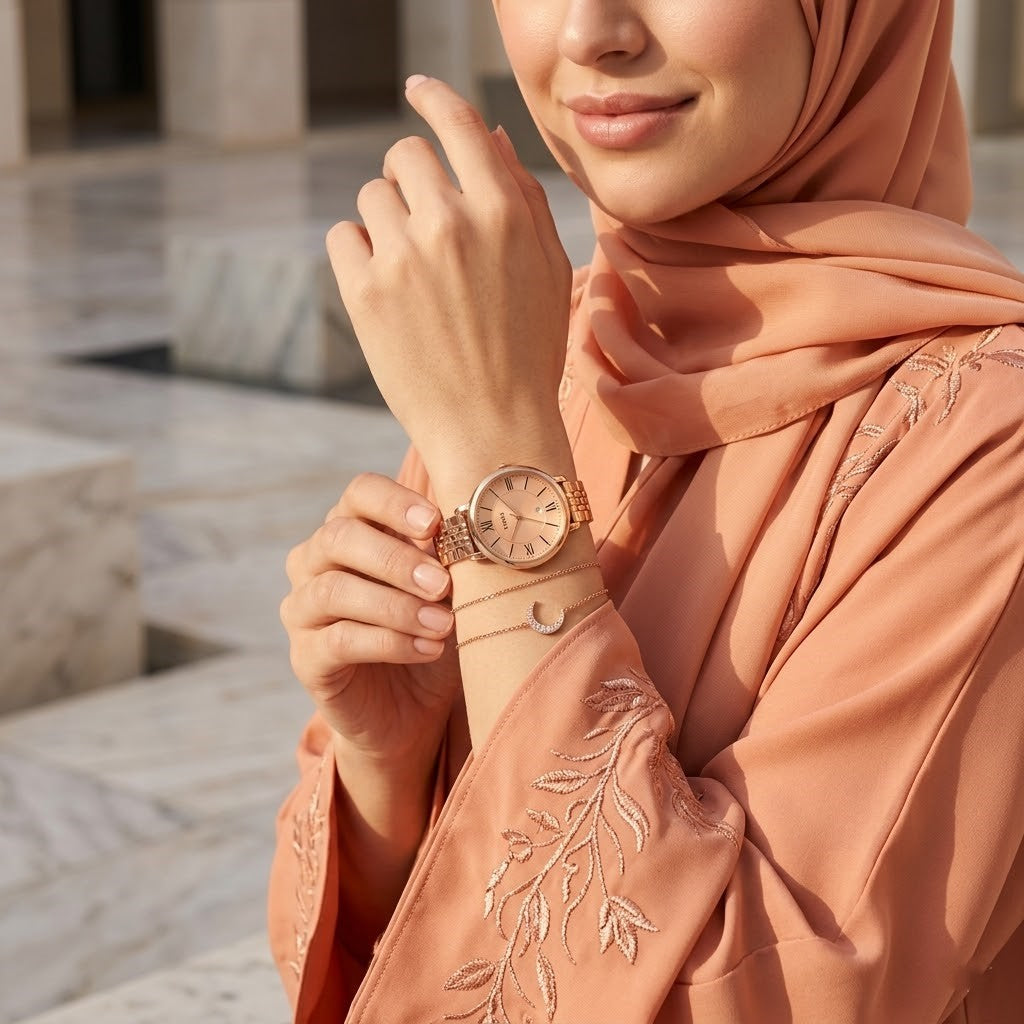 Fossil Jacqueline ES3435 36mm Women’s Watch – Rose Gold-Tone Dial, Stainless Steel Bracelet & Date Display