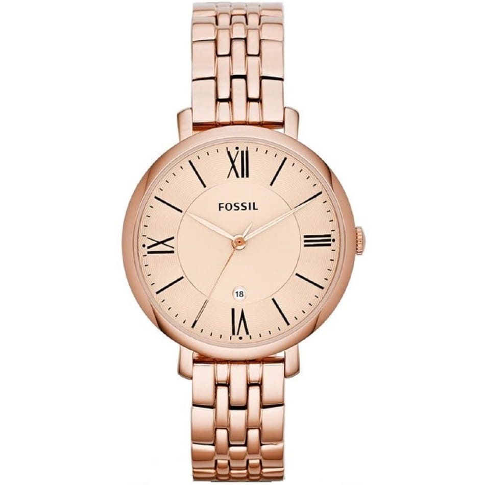 Fossil Jacqueline ES3435 36mm Women’s Watch – Rose Gold-Tone Dial, Stainless Steel Bracelet & Date Display