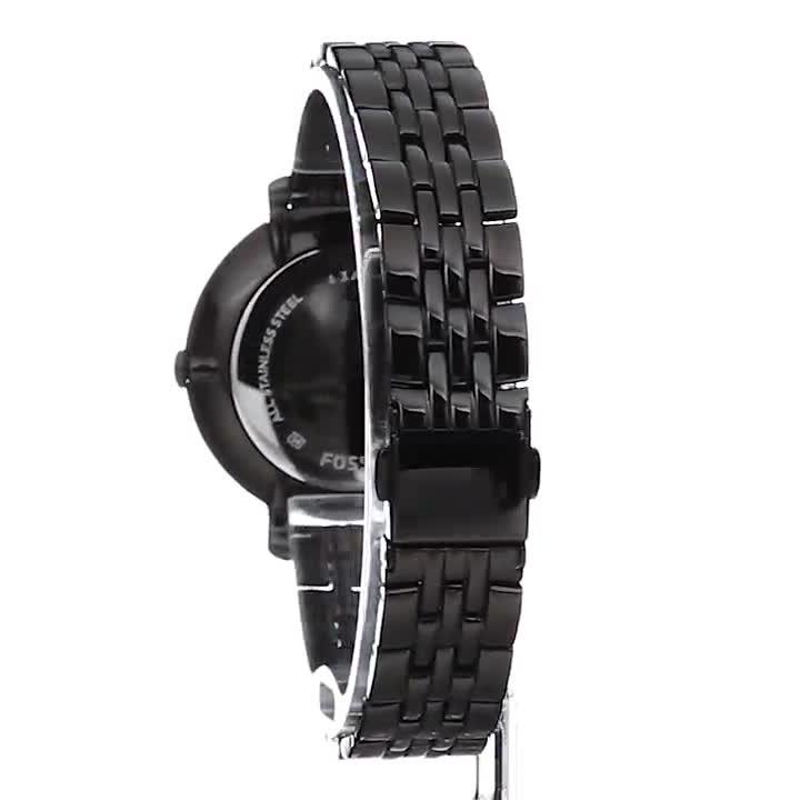 Fossil Jacqueline ES3614 36mm Women’s Watch – Textured Black Dial, Black Stainless Steel Bracelet & Rose Gold-Tone Accents