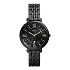 Fossil Jacqueline ES3614 36mm Women’s Watch – Textured Black Dial, Black Stainless Steel Bracelet & Rose Gold-Tone Accents