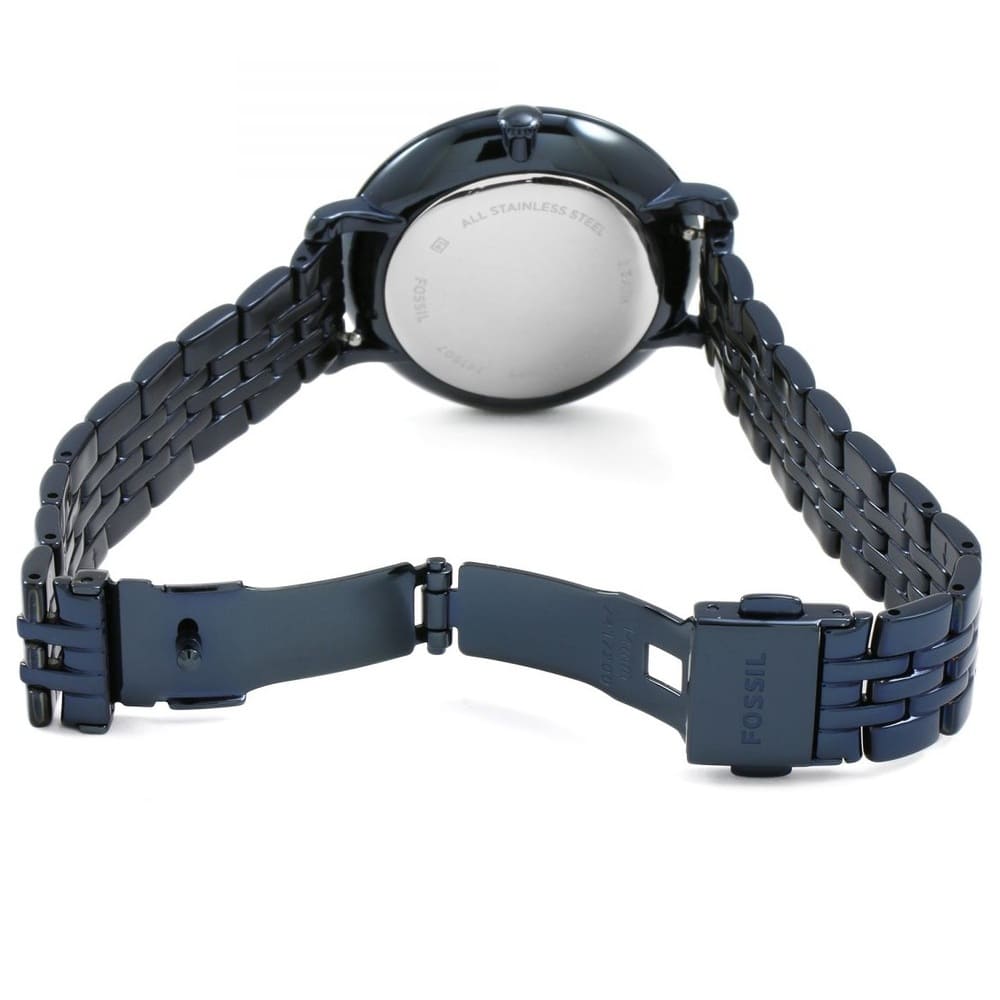 Fossil Jacqueline ES4094 36mm Women’s Watch – Textured Navy Dial, Navy Stainless Steel Bracelet & Rose Gold-Tone Accents