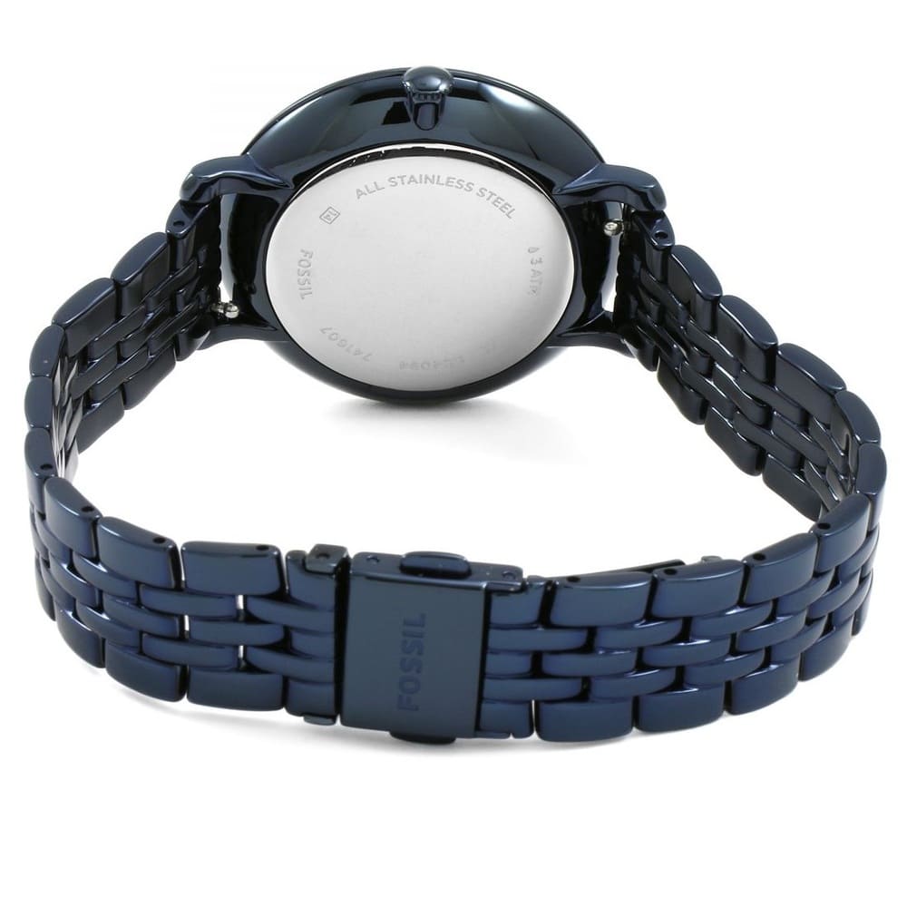 Fossil Jacqueline ES4094 36mm Women’s Watch – Textured Navy Dial, Navy Stainless Steel Bracelet & Rose Gold-Tone Accents