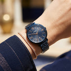 Fossil Jacqueline ES4094 36mm Women’s Watch – Textured Navy Dial, Navy Stainless Steel Bracelet & Rose Gold-Tone Accents